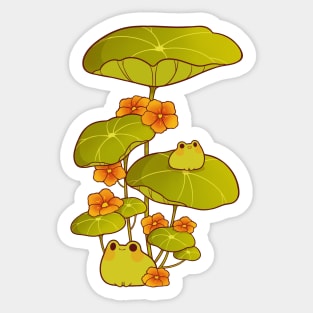 Froggies in a watercress plant Sticker